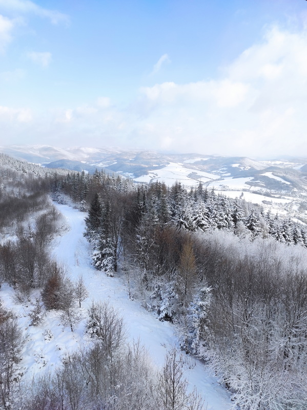 Výhľad z rozhľadne Púchovskej doliny na Tlstej hore